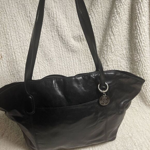 HOBO leather Black shoulder bag with silver tone hardwares. - Picture 1 of 14